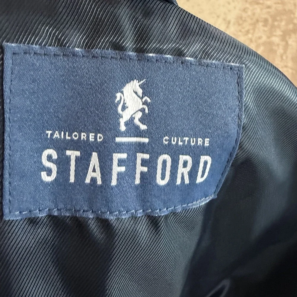 Stafford Blazer Jacket Mens 52R Corduroy Sport Coat Big And Tall Blue Elbow